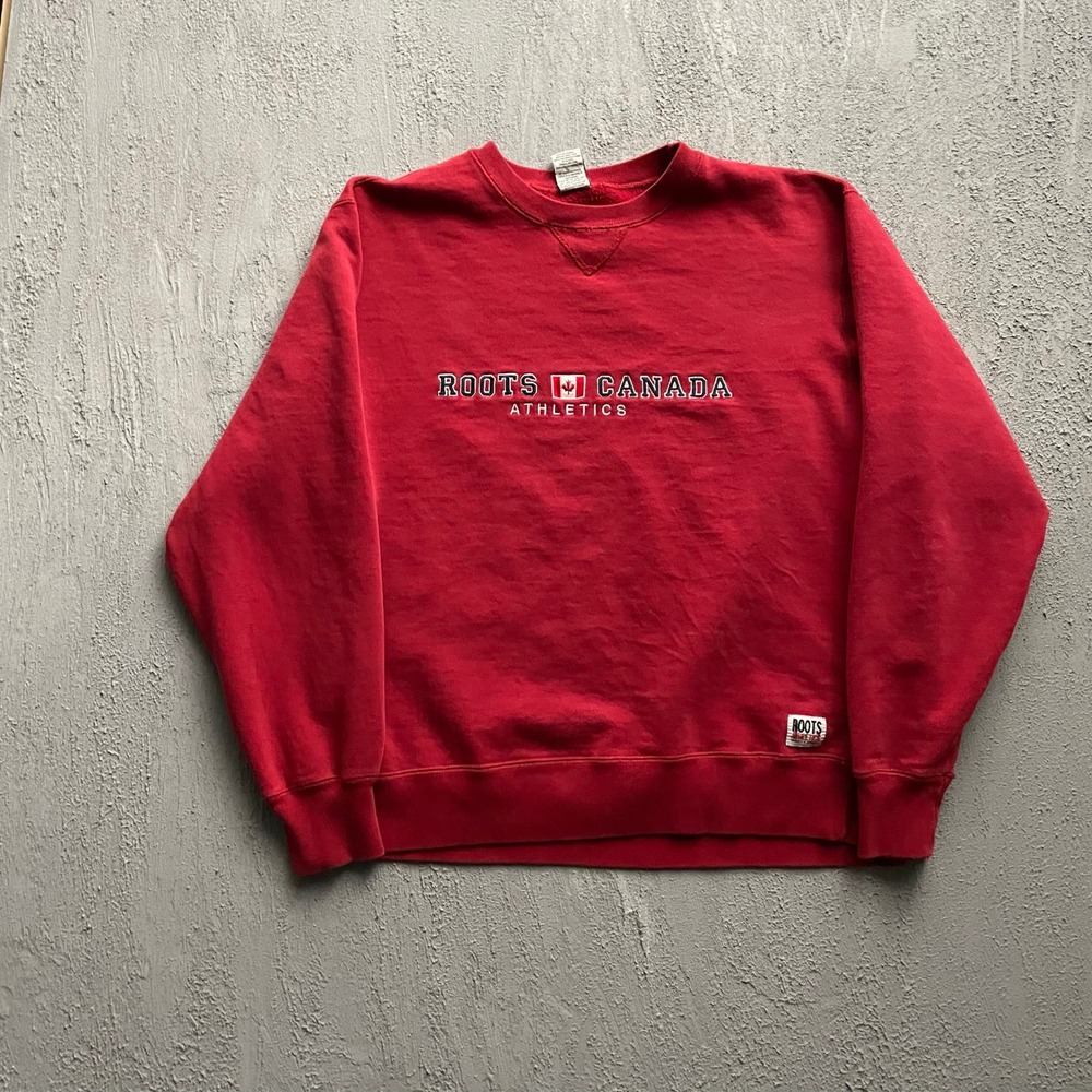 Vintage Roots Canada Athletics Sweatshirt Mens Large Red 90s Roots